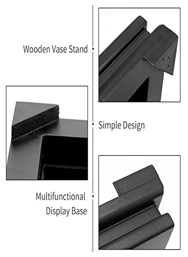 MDEOOSKY Wooden Display Stand - Rectangle Wood Display Base with Risers - Vase Riser, Teapot, Aquarium Lamp Base - Home Decoration - 7.67" W x 6.29" D x 1.69" H (Black) - Image 4